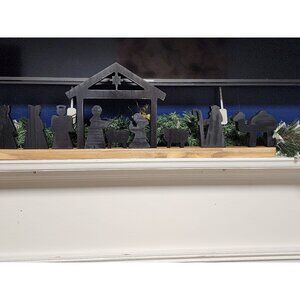 Handmade Wooden Nativity Scene With Holy Family & Wise Men For Christmas Decor